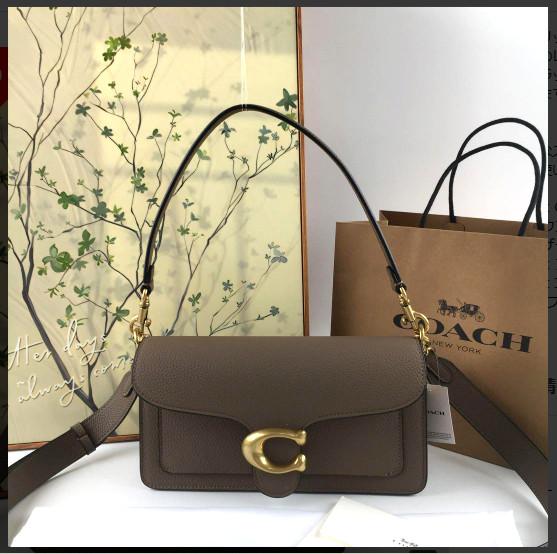 COACH CH857 Tabby Shoulder Bag 26 Polished Pebble Leather Dark Stone Outlet NewS