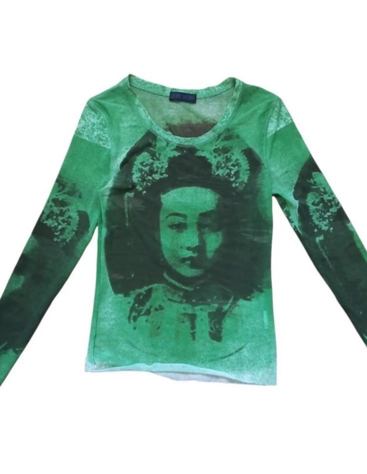 vintage IKKS rare mesh green empress top vintage IKKS rare mesh green empress top