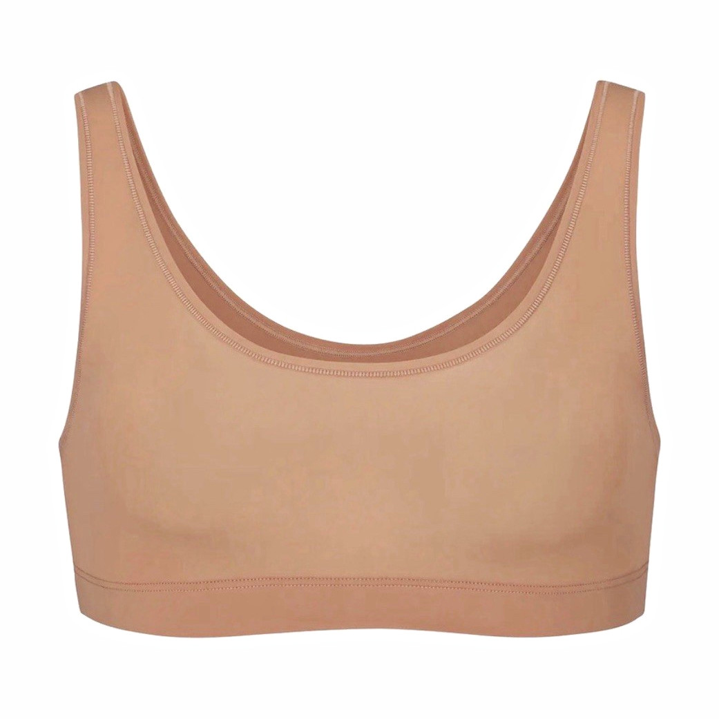 Skims Women\'s Brown High Support Full Coverage Wireless Pullover Sports Bra M