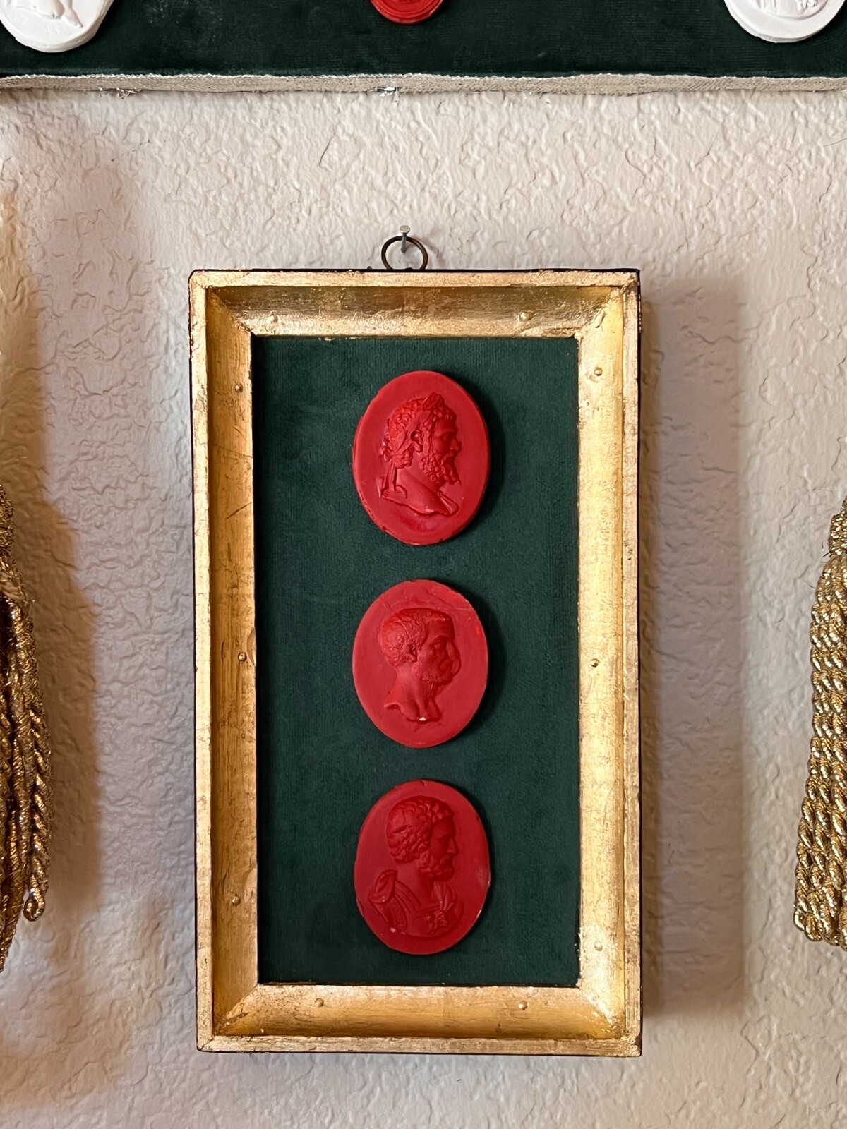 Classical Georgian Inspired Red Cast Emperor Profile Set on the Green Velvet & G