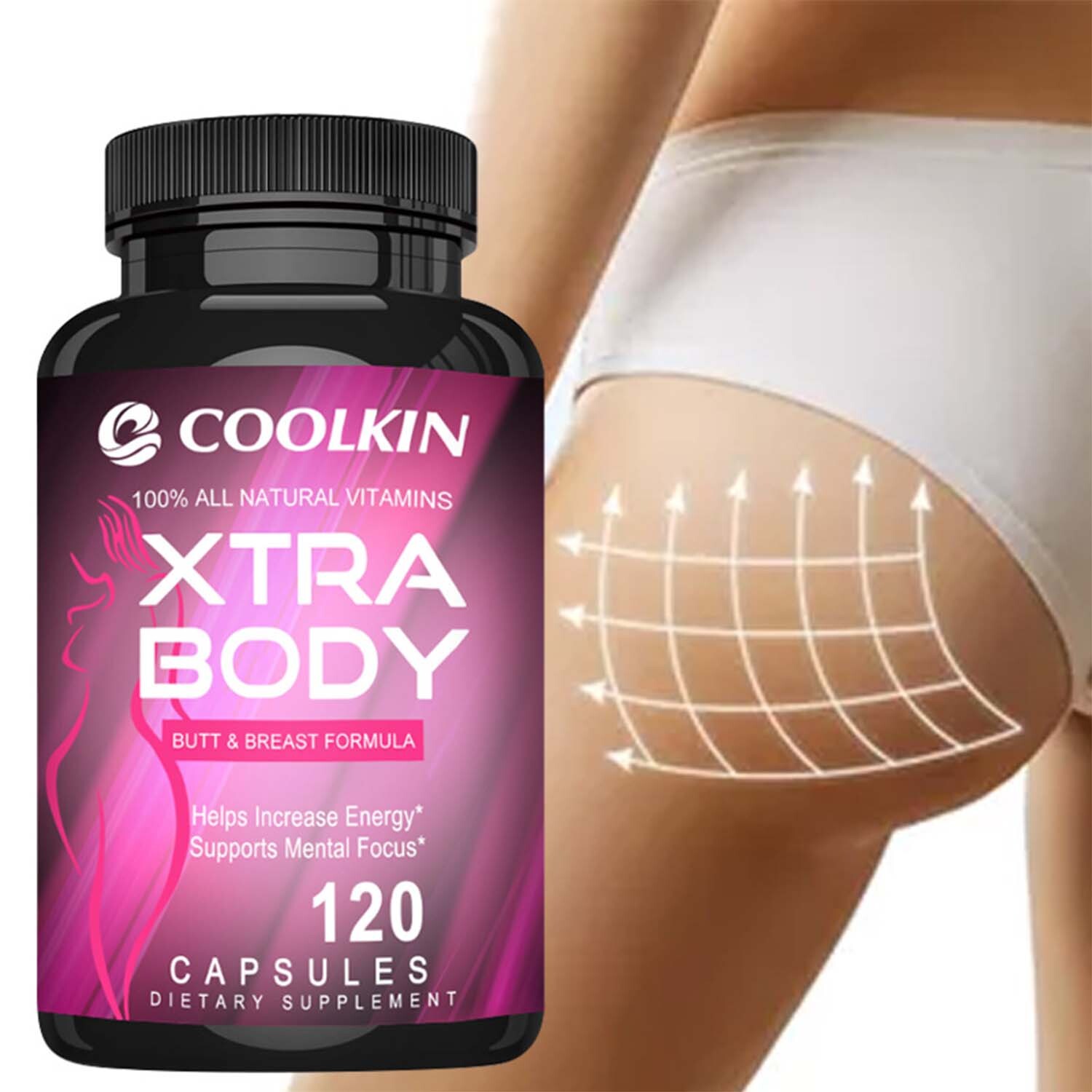 120pcs Xtra Body - Pueraria Mirifica - Butt Breast Enlargement, Estrogen Balance