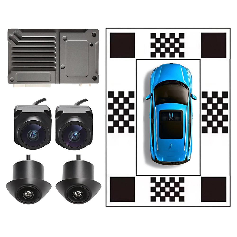 AI 360 Degree Bird View Car Camera System 3D Panoramic DVR 1080P Parking Monitor