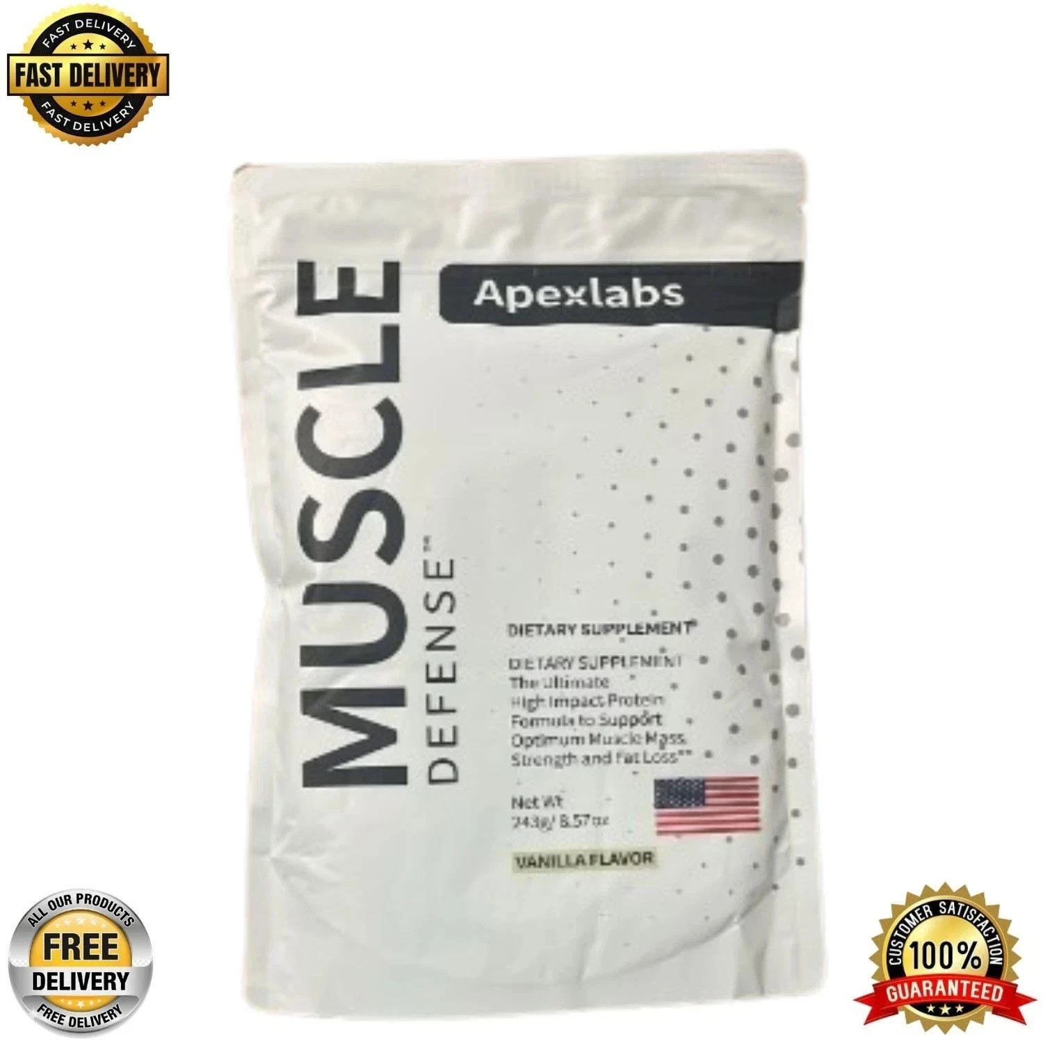 Apex Labs Muscle Defense Dietary Supplement, Vanilla - 8.57 oz - New Packaging