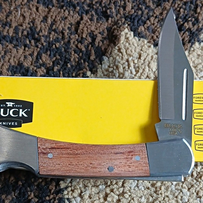 Buck 110 Folding Hunter 2-Blade Lockback Pocketknife SS Blade Wood Handle Buck 110 Folding Hunter 2-Blade Lockback Pocketknife SS Blade Wood Handle