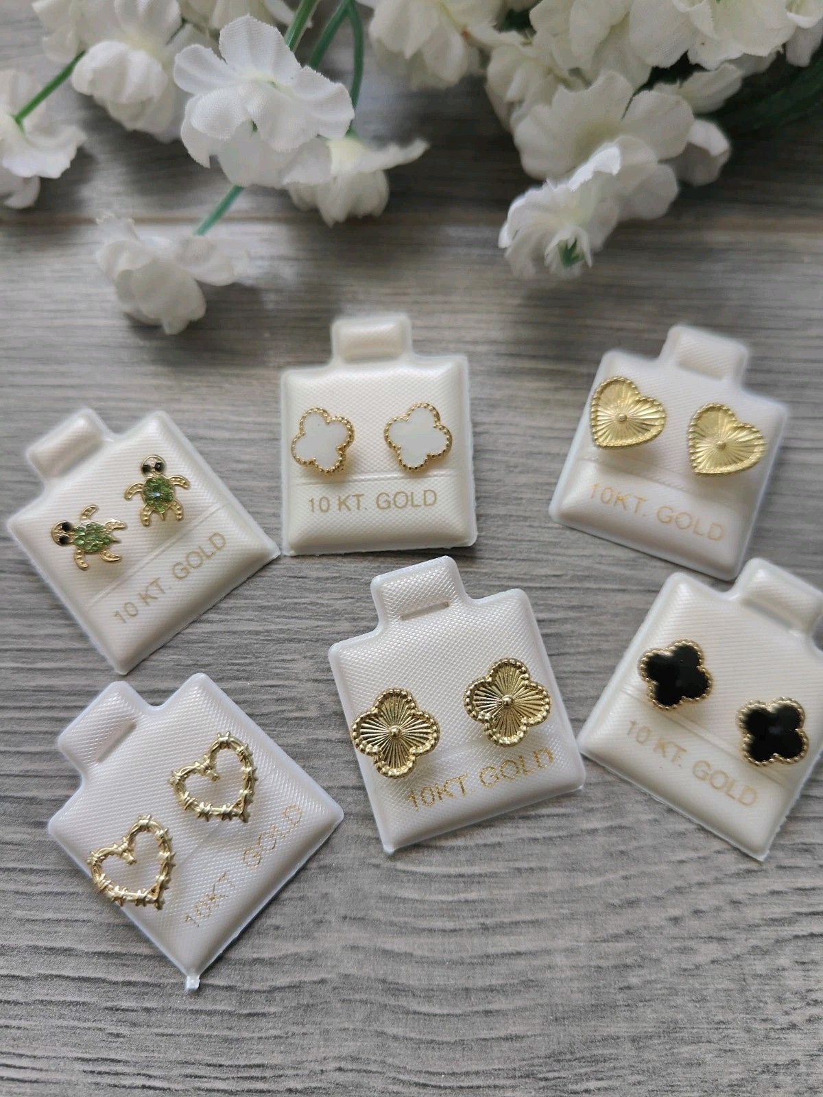 10k gold heart screw back stud,6pack earrings arete corazon oro 10K Lote de 6.