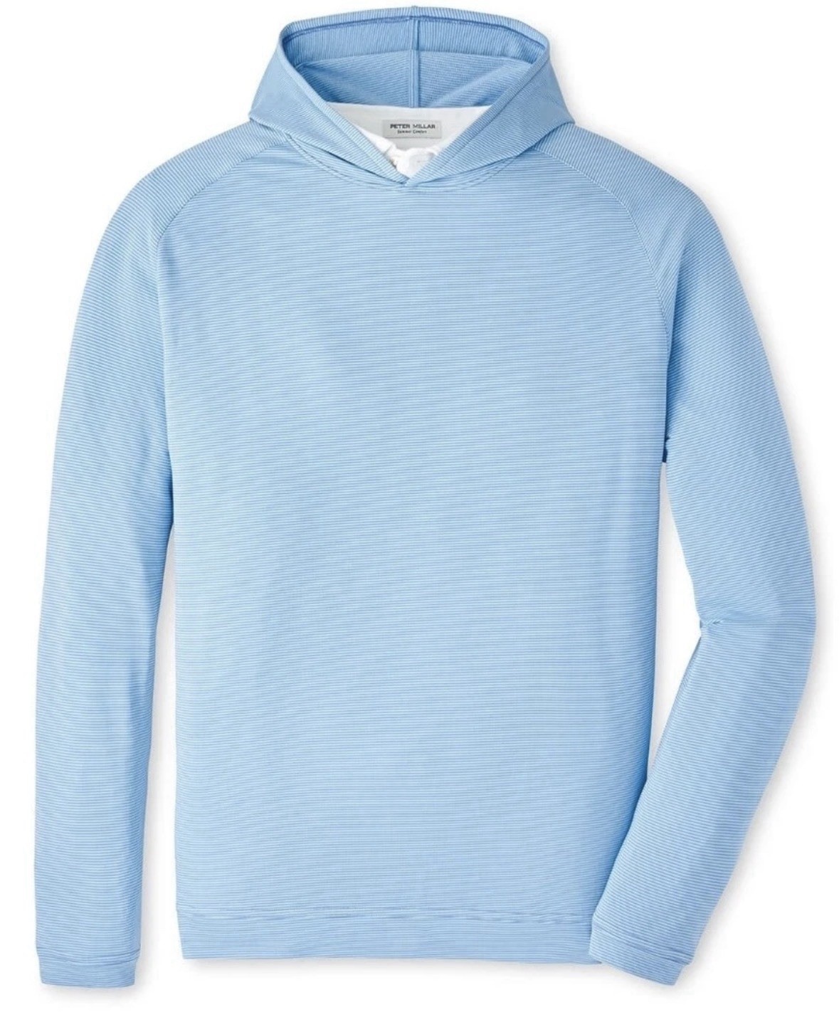 Peter Millar Crown Sport Blue Striped Pullover Hoodie Men\'s L MF25EK45B