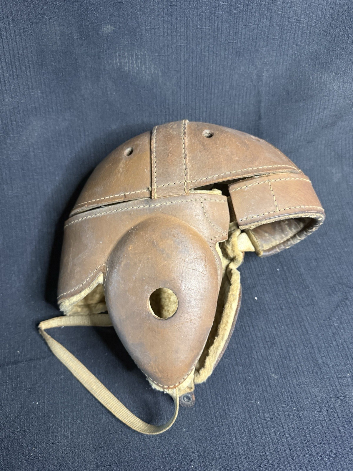 Vintage Wilson Antique Original Leather “Dog-Ear” Wool Lined Football Helmet 🏈 Vintage Wilson Antique Original Leather “Dog-Ear” Wool Lined Football Helmet 🏈