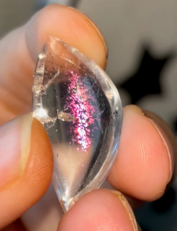 Rare Fiery Pink Covellite in Quartz – Gem-Quality Brazilian Specimen