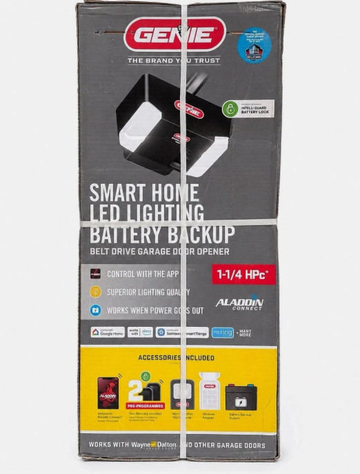 Genie 1-1/4HP Smart Home Garage Door Opener W/LED+Battery Backup Belt Driver Genie 1-1/4HP Smart Home Garage Door Opener W/LED+Battery Backup Belt Driver