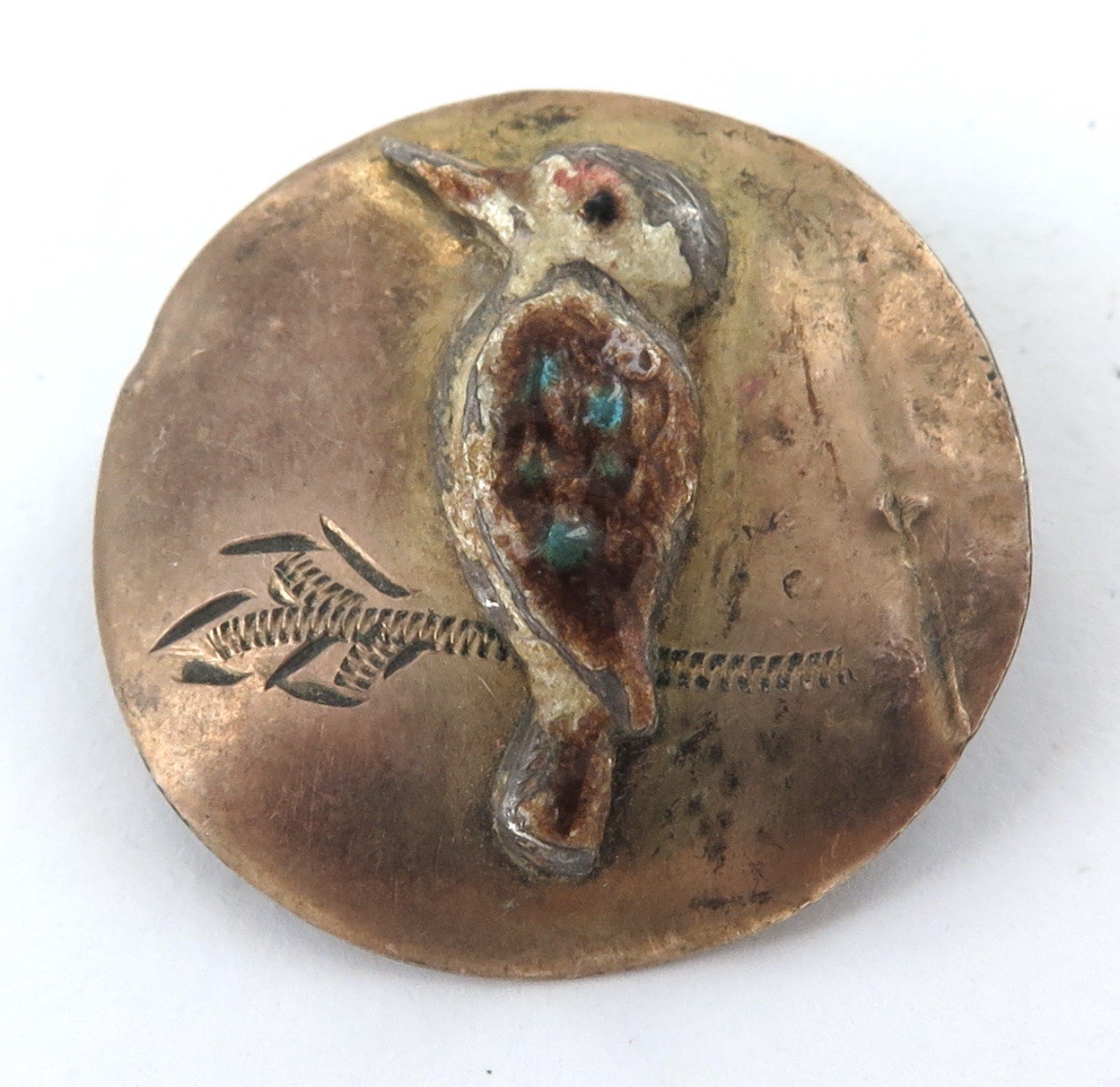 Australiana Colonial Silver Lined 9ct Kookaburra High Relief Brooch Australiana Colonial Silver Lined 9ct Kookaburra High Relief Brooch