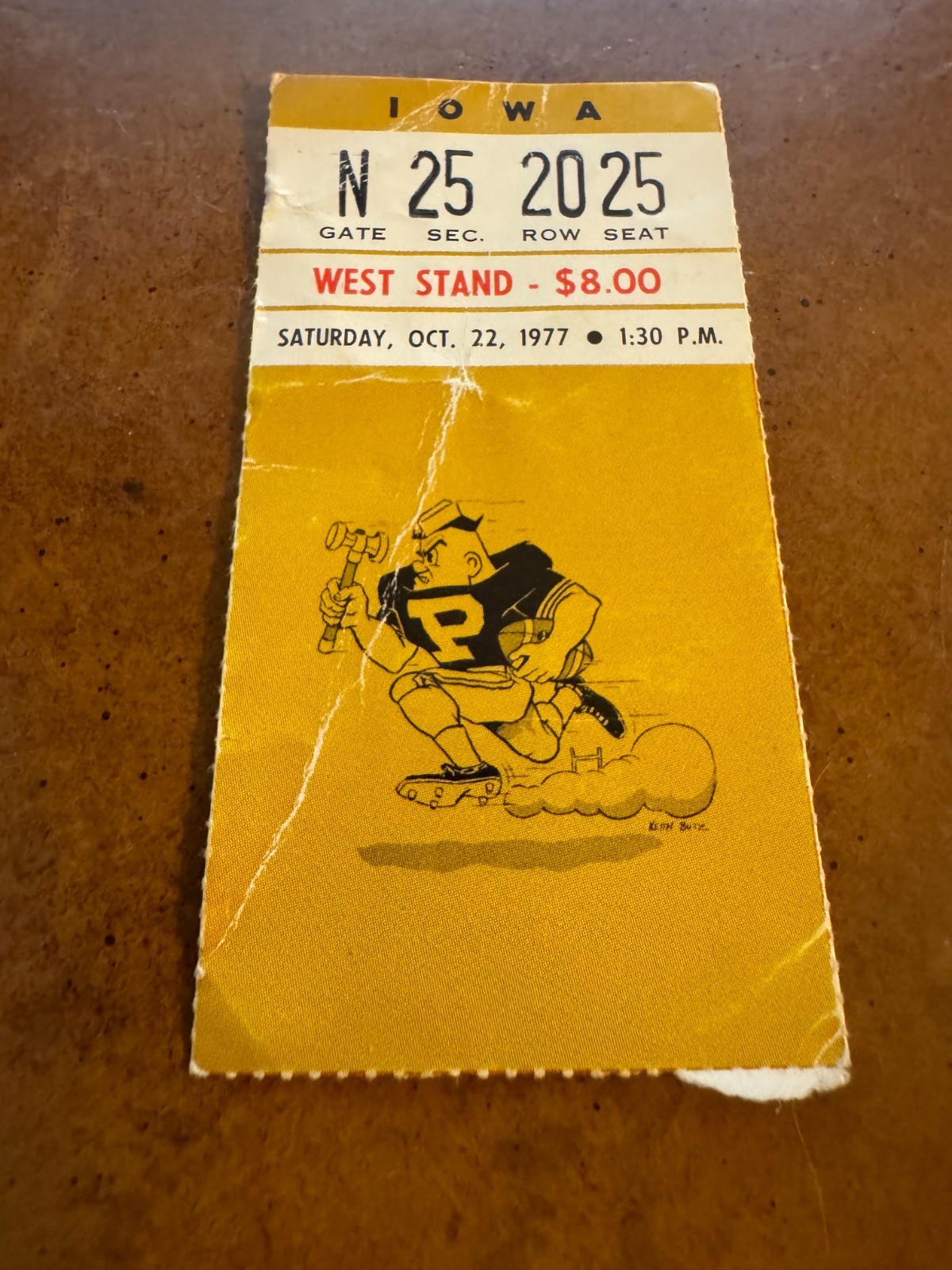 1977 Purdue Iowa Hawkeyes Football Ticket Dave Becker Mark Herrmann 10/22