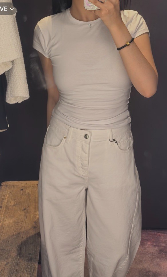Zara NWT High Rise Barrel Jeans White 2