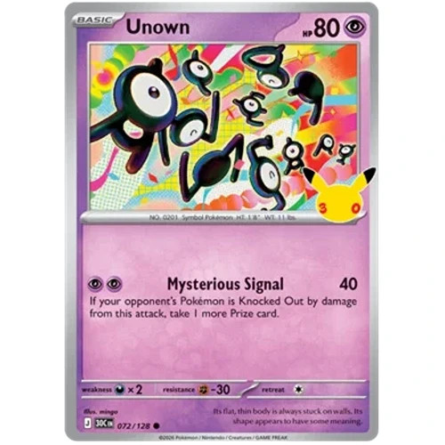 Unown 072/128 30th Celebration Holo