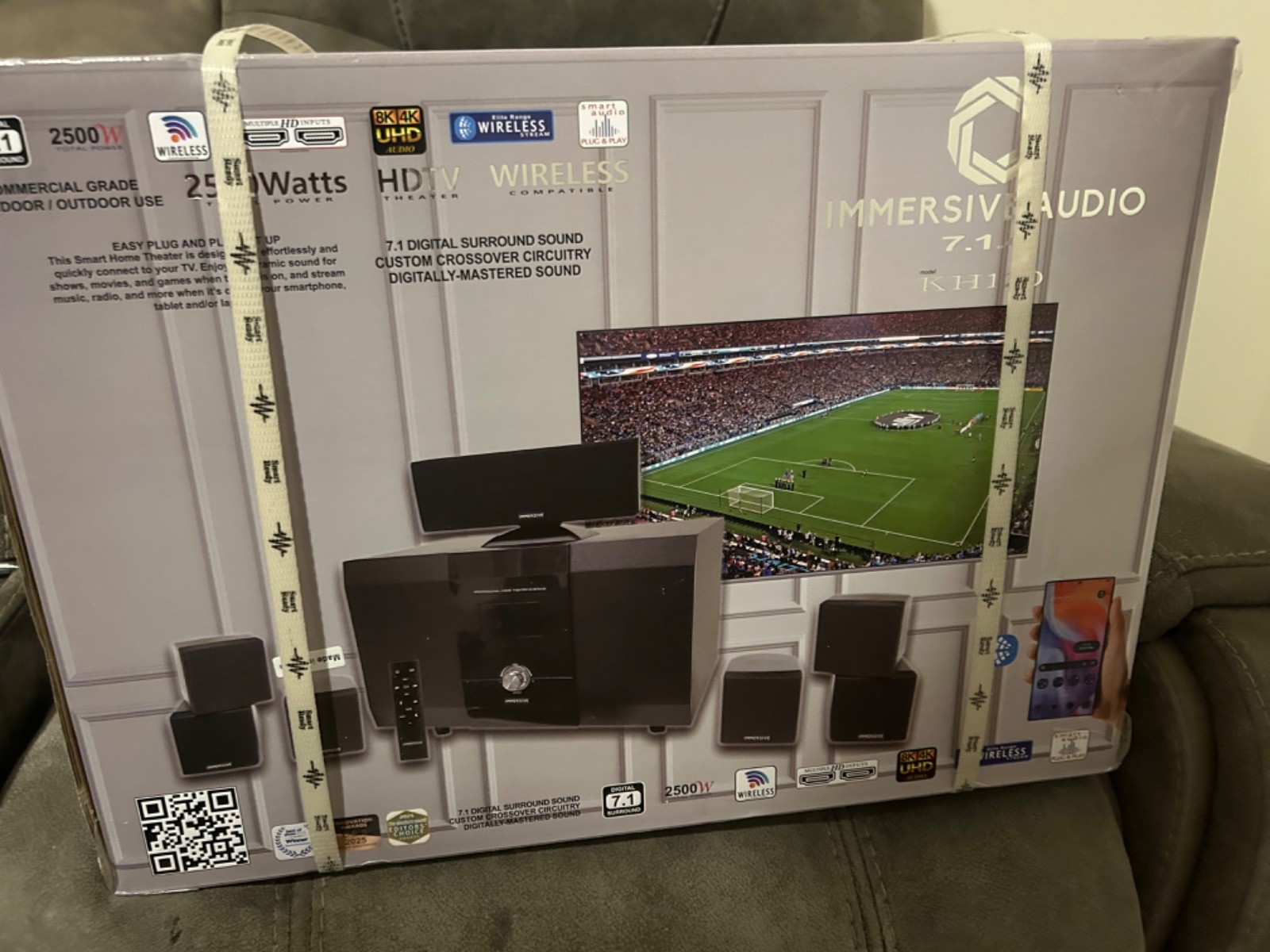 NIB Immersive Audio 7.1.4 KH120 2500W HDTV WIRELESS Surround Sound Speakers