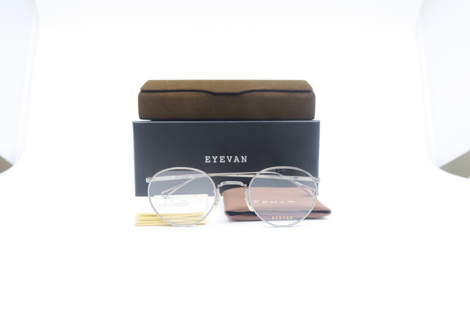 Eyevan FAIRWAY 47 AG Gold Titanium, New Men\'s Round Eyeglasses Frames