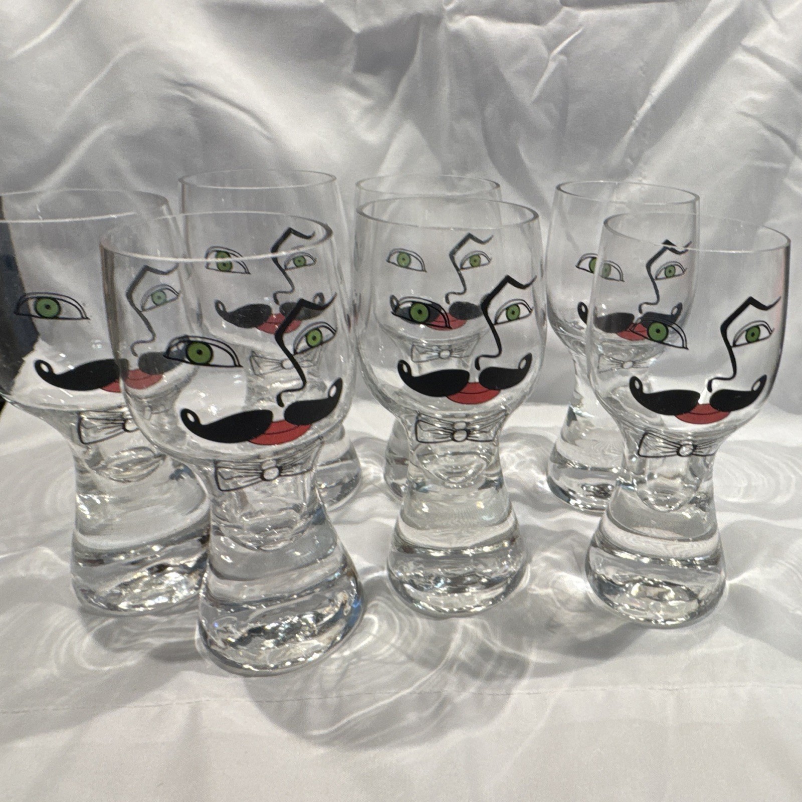 7 VTG Kosta Boda Sea Glasbruk Mans Face Mid Centry Modern Barware Glasses MCM 7 VTG Kosta Boda Sea Glasbruk Mans Face Mid Centry Modern Barware Glasses MCM