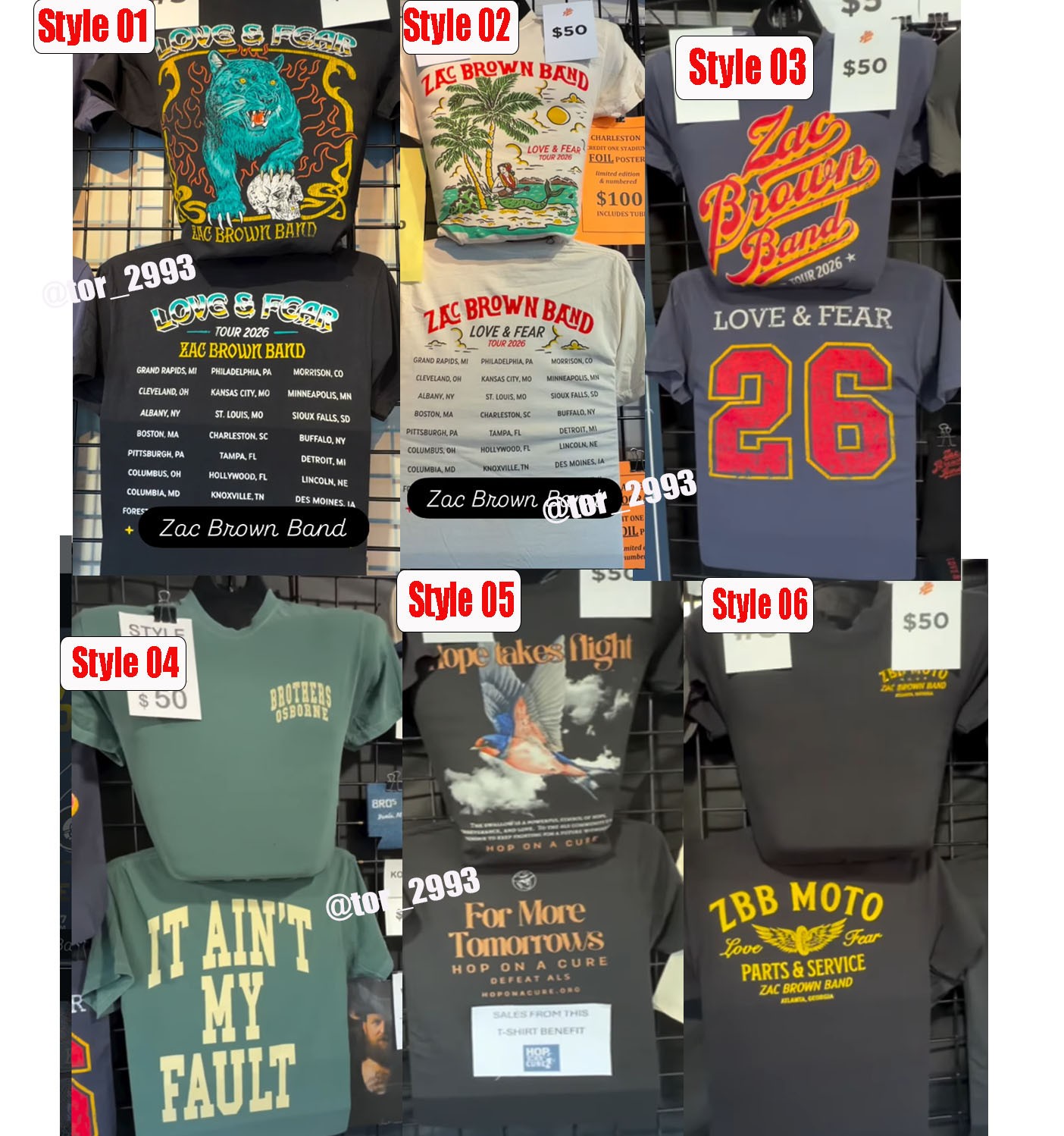 Zac Brown Band Love & Fear Tour 2026 T-Shirt Reprint, Gif Fan