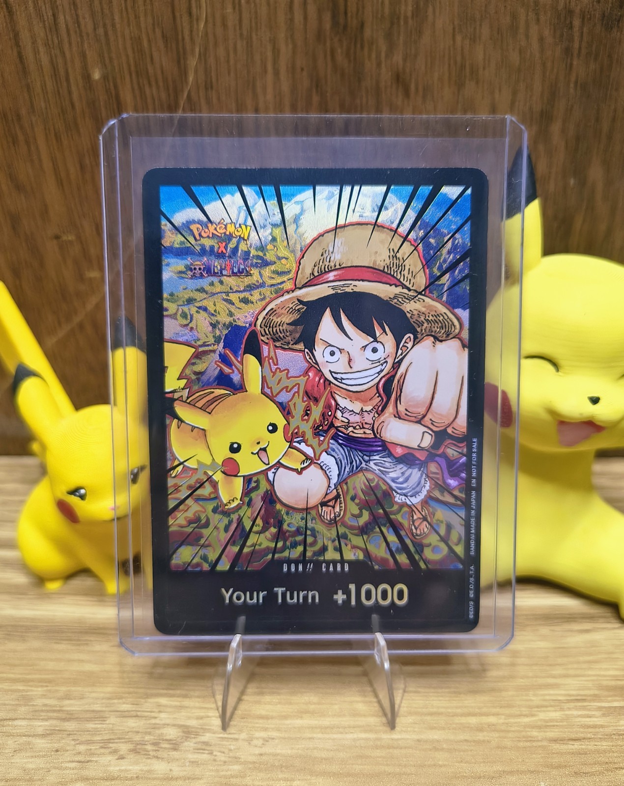 Monkey D Luffy & Pikachu Pokémon x One Piece Textured Holo Custom DON Card Monkey D Luffy & Pikachu Pokémon x One Piece Textured Holo Custom DON Card