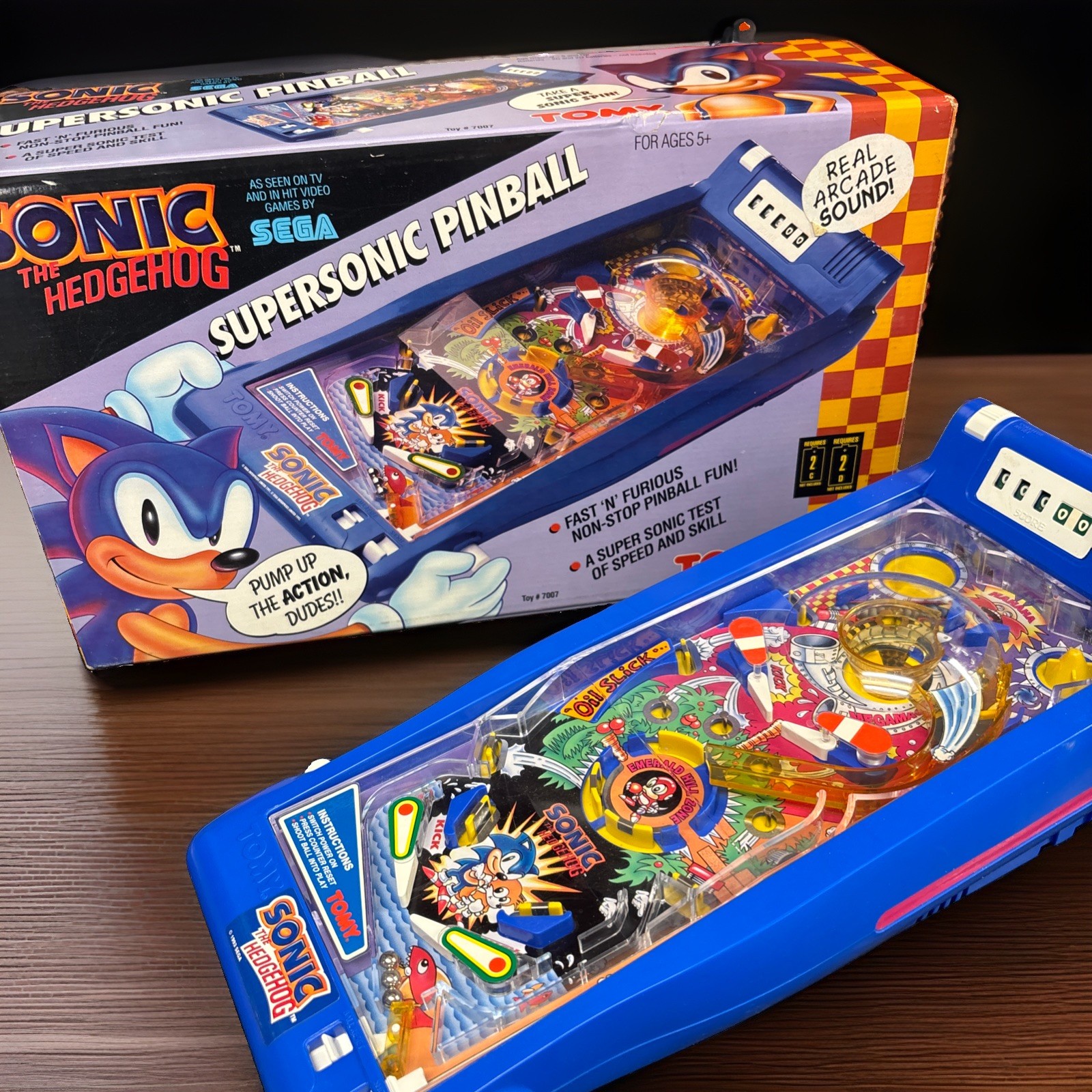 Vintage 1993 Tomy Sonic The Hedgehog Pinball Game Tabletop Sega Works W/ Box
