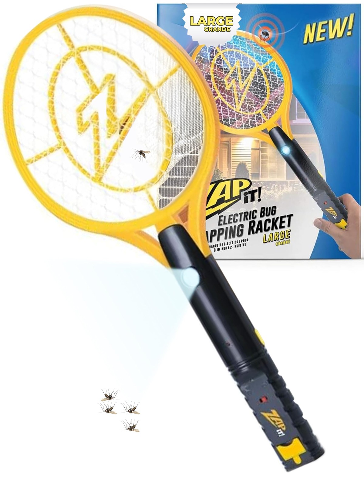 ZAP IT Rechargeable Electric Fly Swatter Racket 4,000Volt Mosquito Zapper wi... ZAP IT Rechargeable Electric Fly Swatter Racket 4,000Volt Mosquito Zapper wi...