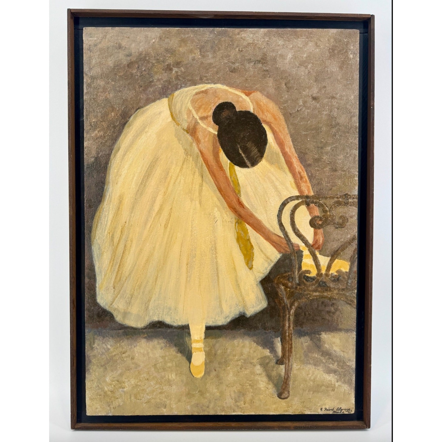 Vintage 1982 Original Oil Painting Ballerina Ballet Dancer Signed Paula Framed