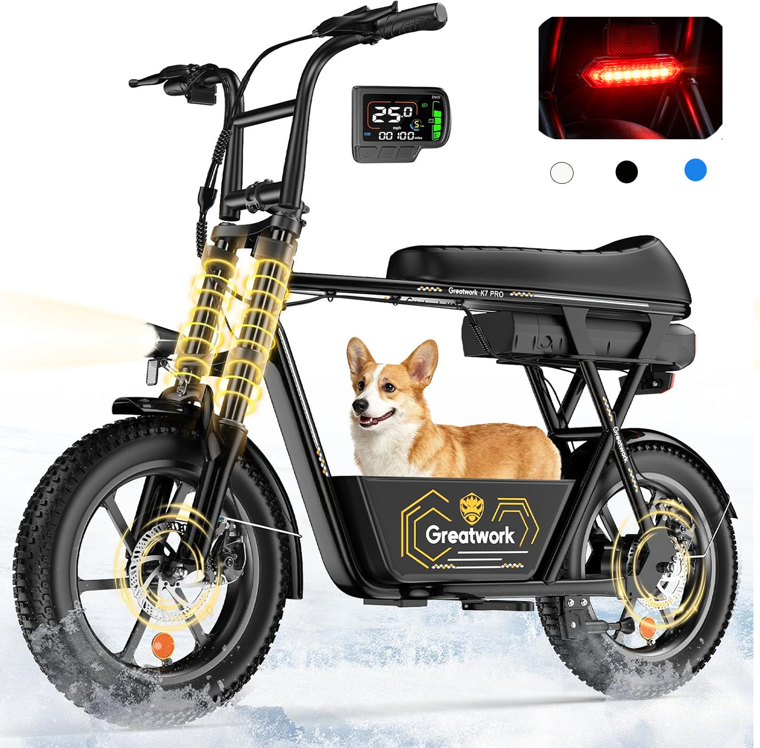 16'' Electric Scooter Adults 1500W 25MPH 45 Miles Range E-Scooter Seat & Basket