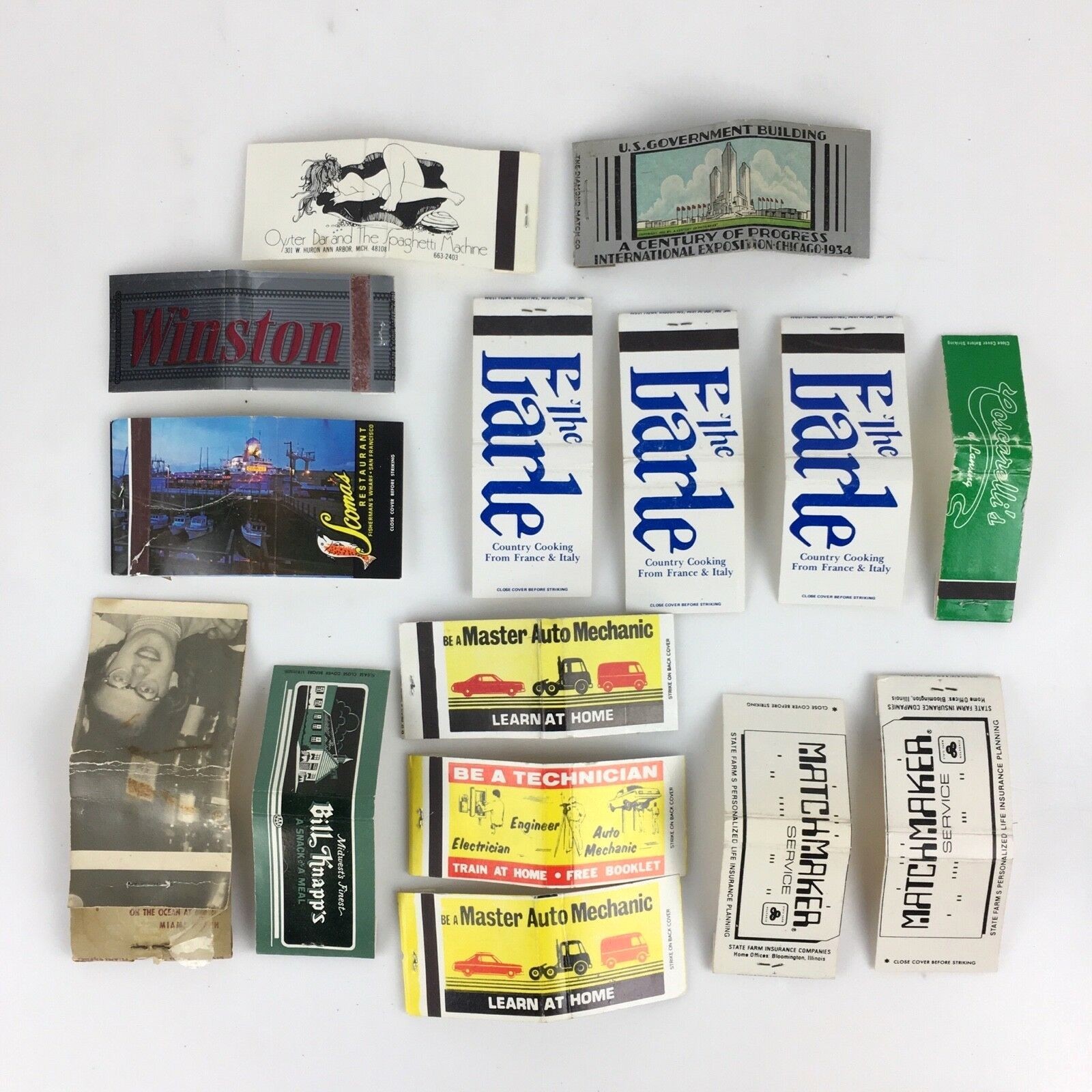 Lot 15 Double Two Sided Printed Match Stems Matchbook Covers Advertising Vintage Lot 15 Double Two Sided Printed Match Stems Matchbook Covers Advertising Vintage