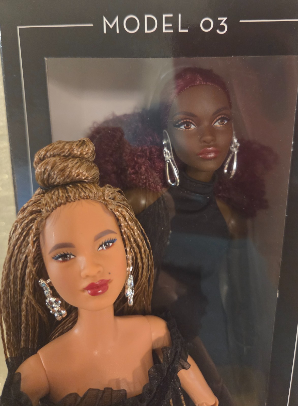 2025 Barbie Basics #3 AA Red Curly Hair And BMR1959 Barbie AA Micro Braids