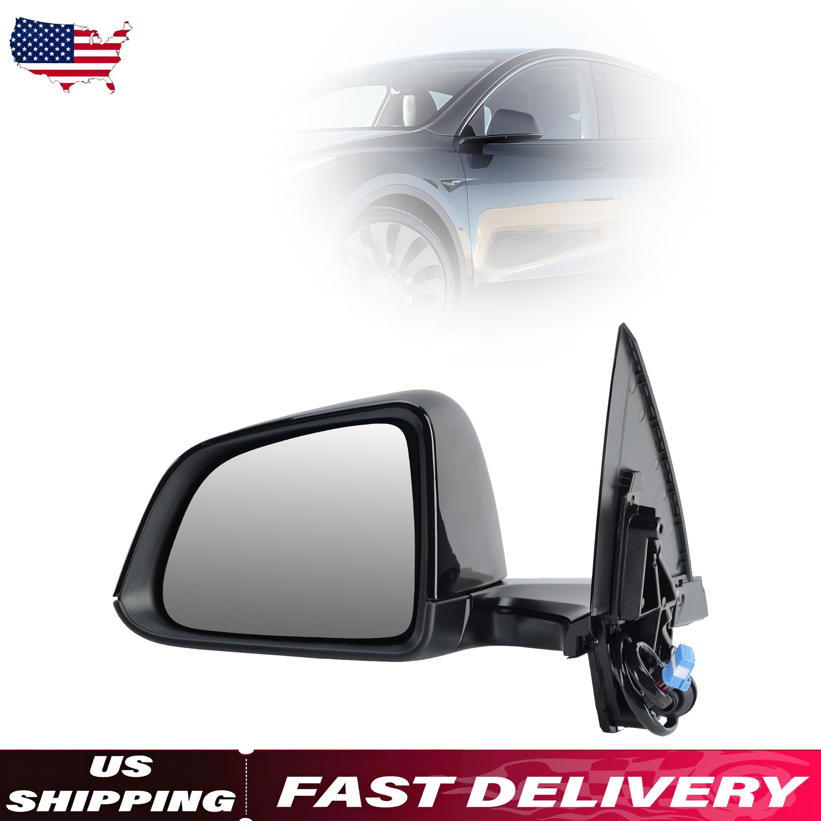 13 Pins Left Side Power Heated Mirror w/Anti-Glare For Tesla Model Y 2020-2025