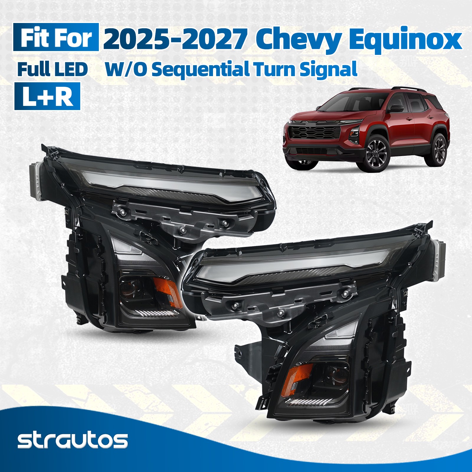 For 2025-2027 Chevy Equinox Full LED Headlight W/O Sequential Left+Right Pair
