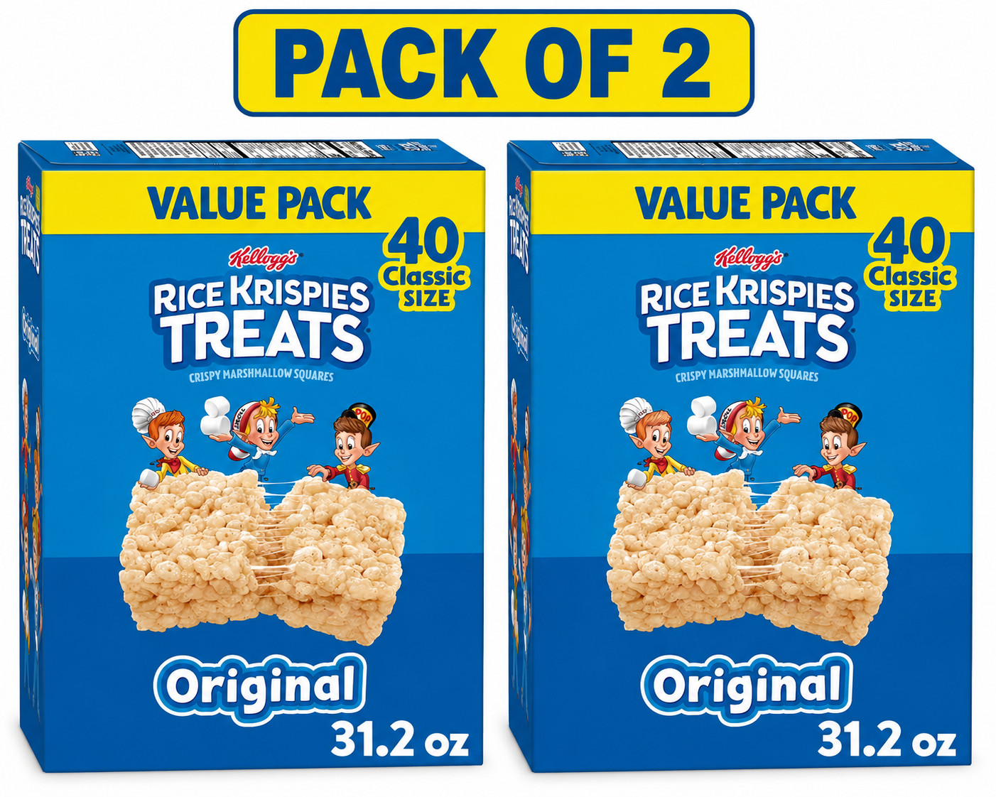 Rice Krispies Treats Original Chewy Crispy Marshmallow Squares, 31.2 oz,40Ct 2PK Rice Krispies Treats Original Chewy Crispy Marshmallow Squares, 31.2 oz,40Ct 2PK