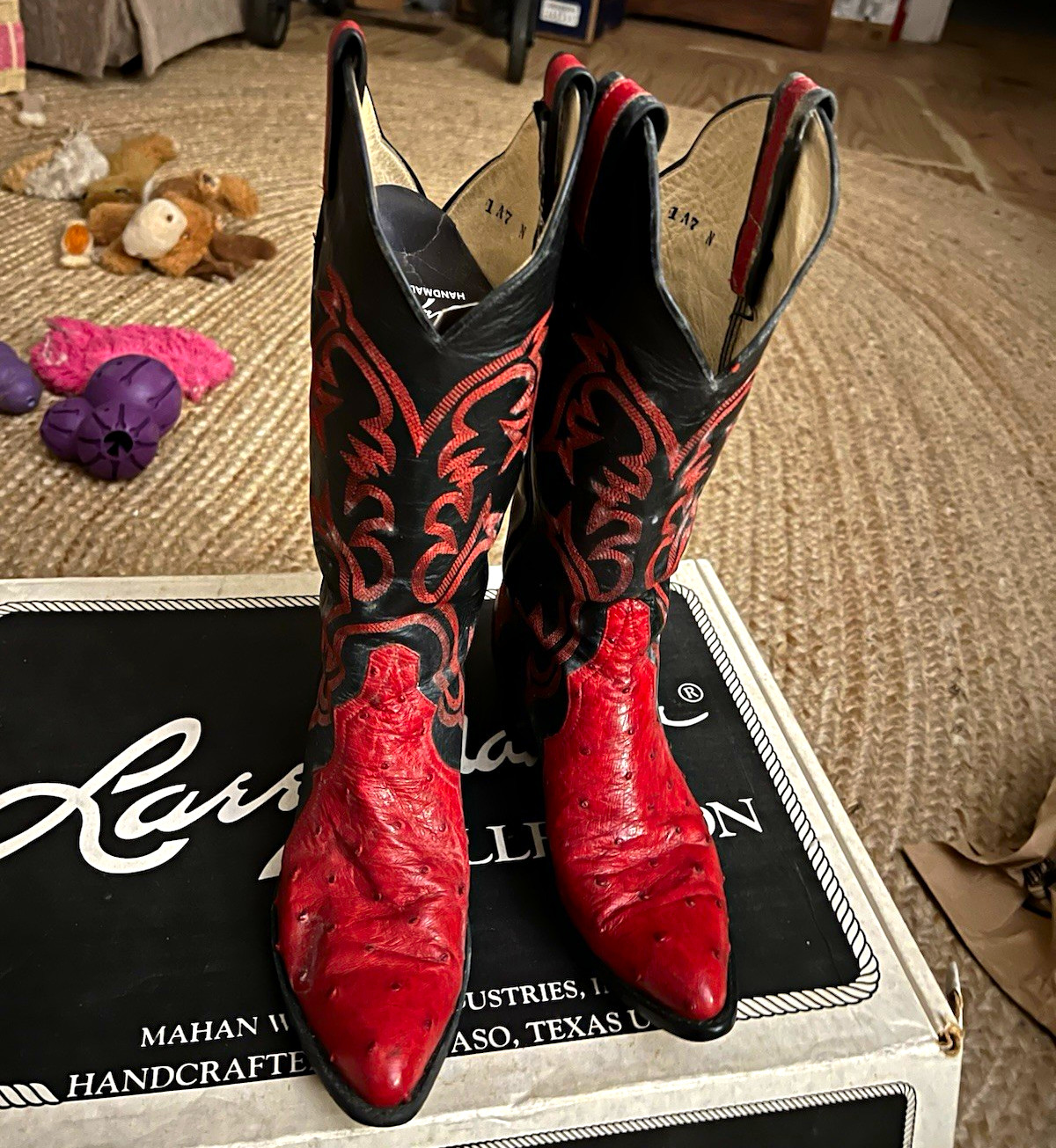 Vintage Larry Mahan LML5518 Red/Black Western Cowboy Boots Women’s US 7
