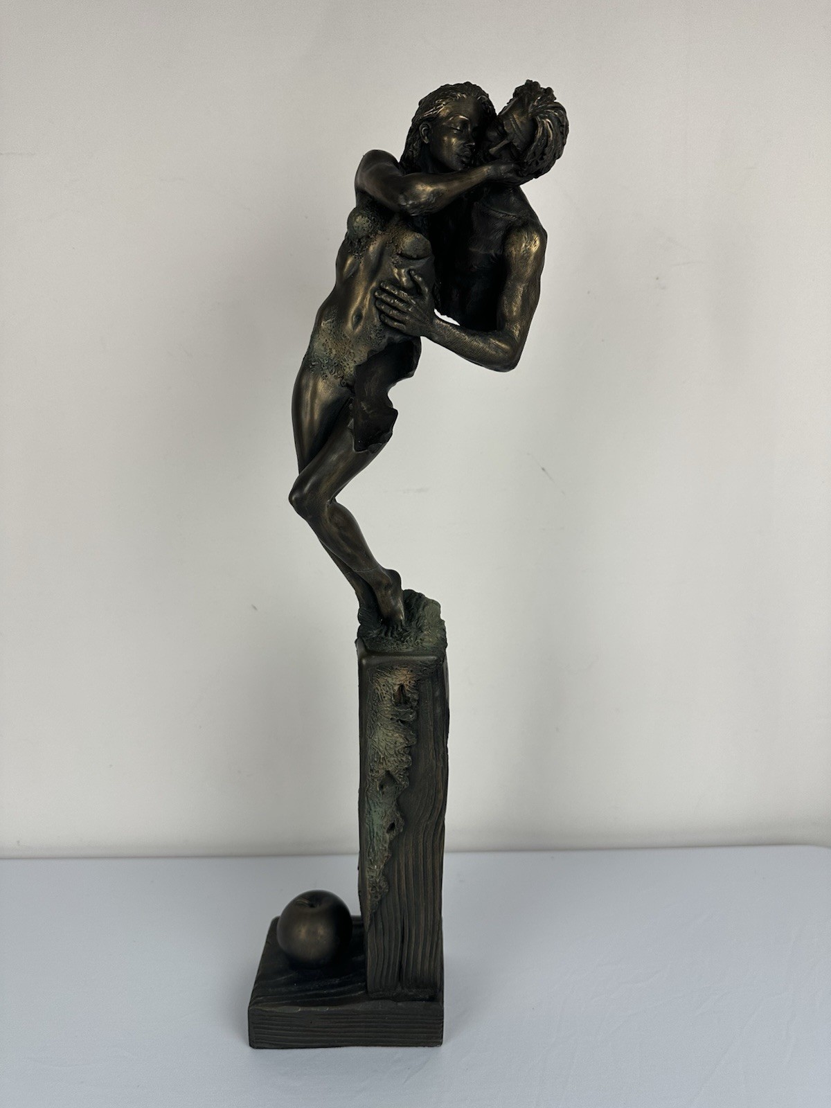 Rare Genesis Fine Arts Ireland Adam & Eve Cold Cast Bronze Sculpture 21” Apple