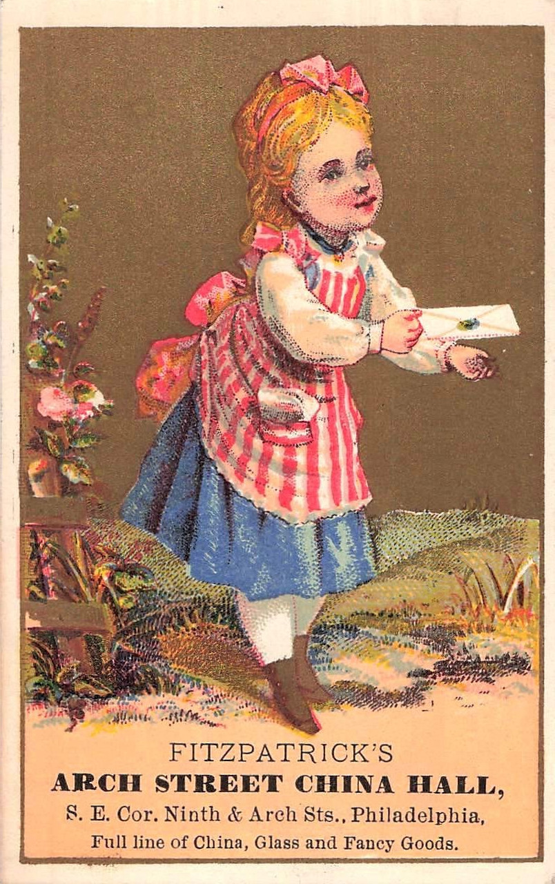 1890\'s Victorian Trade Card, Fitzpatrick\'s China Hall, Glass &  Fancy Goods