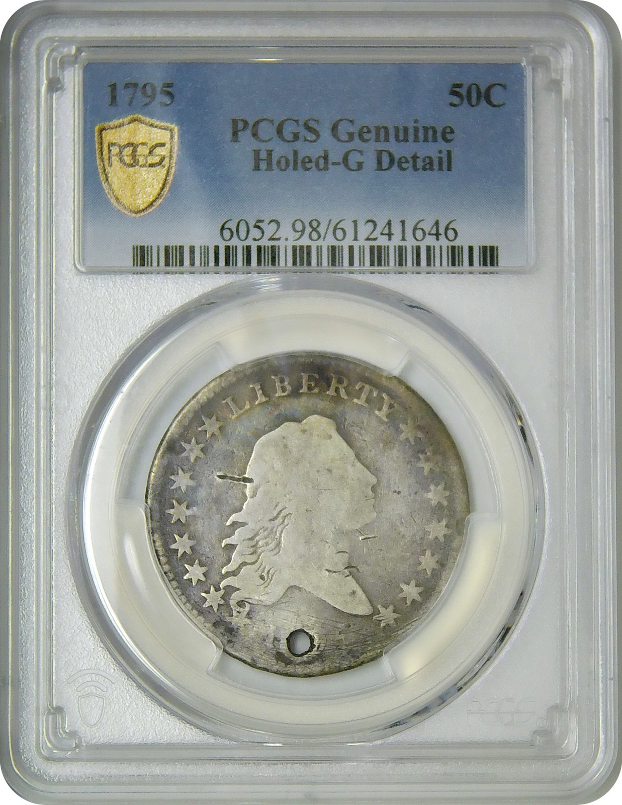 1795 Flowing Hair Half Dollar 50¢ PCGS Genuine Good Detail Holed TrueView