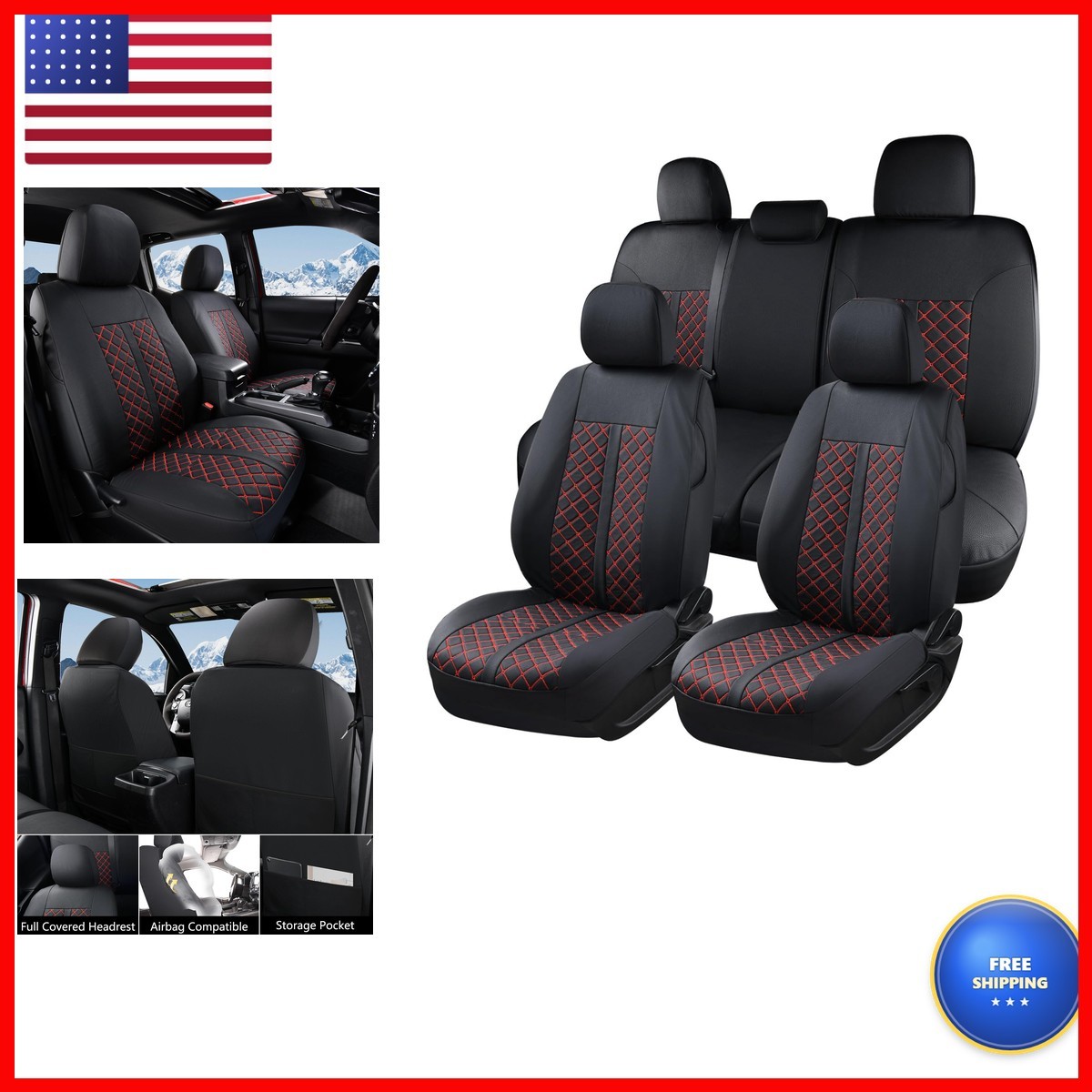 Truckiipa Tacoma Leather Seat Covers Full Set for 2016-2023 Toyota Tacoma Truckiipa Tacoma Leather Seat Covers Full Set for 2016-2023 Toyota Tacoma