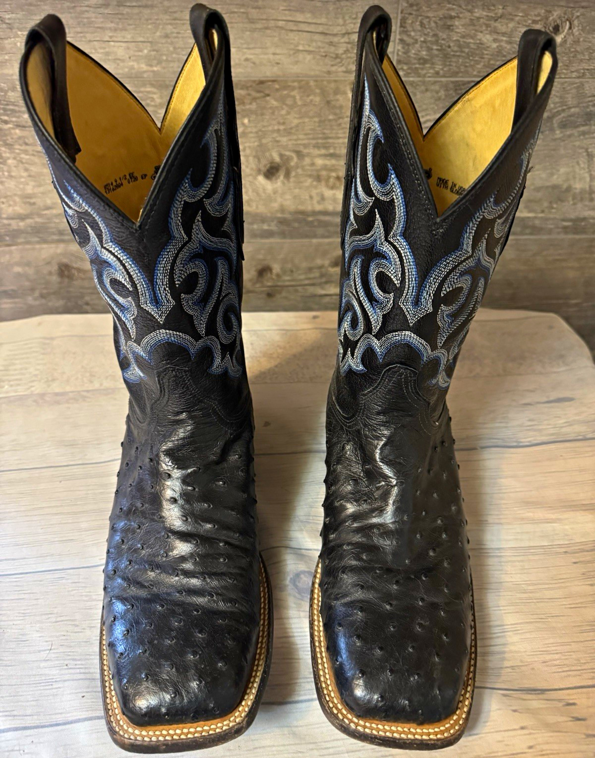 Justin Men\'s Black Leather Western Cowboy Boots Square Toe US 9.5 EE CZ882 Justin Men\'s Black Leather Western Cowboy Boots Square Toe US 9.5 EE CZ882