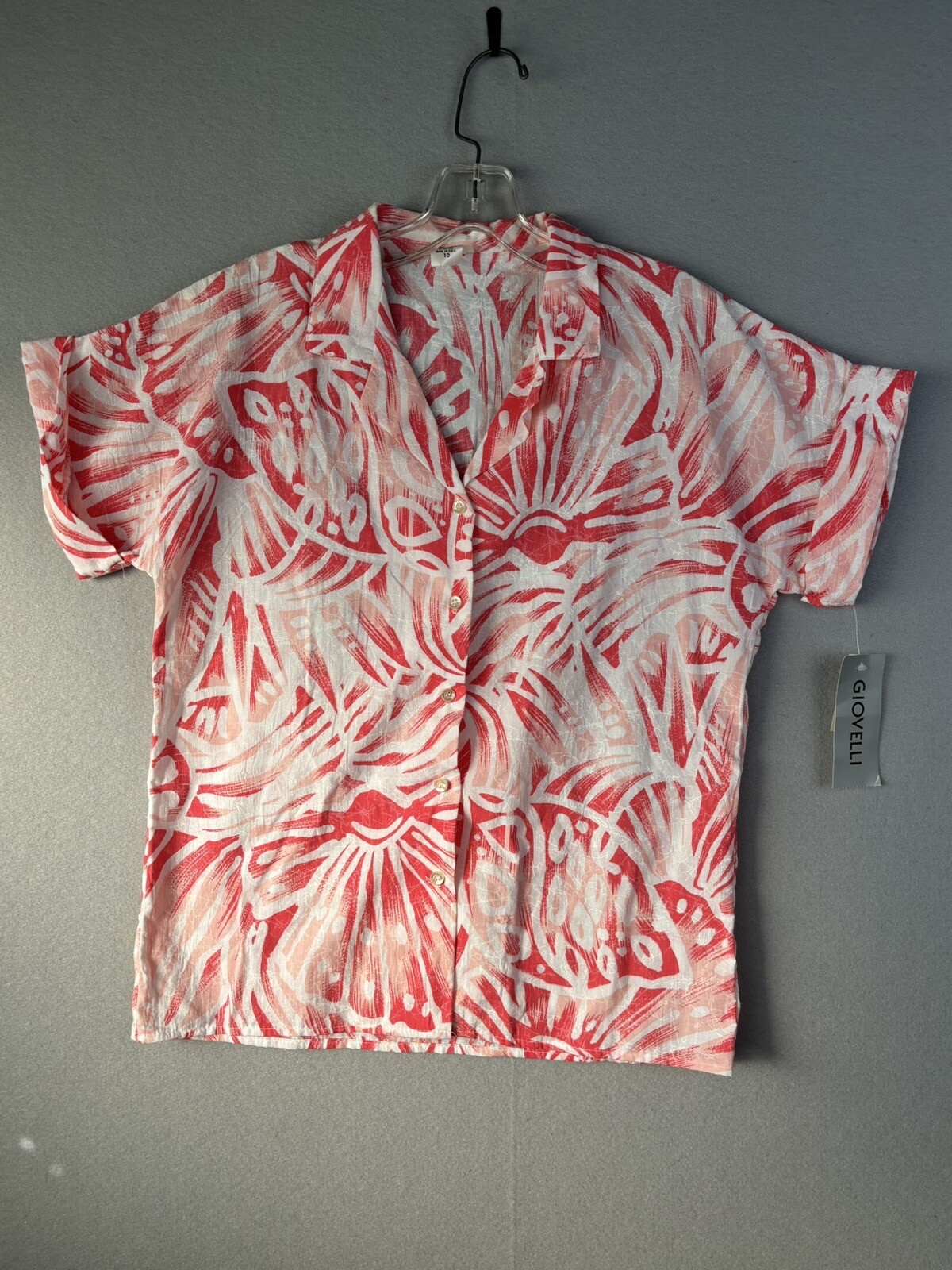 Vintage Giovelli Women’s Shirt Short Sleeve Button Up Pink USA 3118 Vintage Giovelli Women’s Shirt Short Sleeve Button Up Pink USA 3118