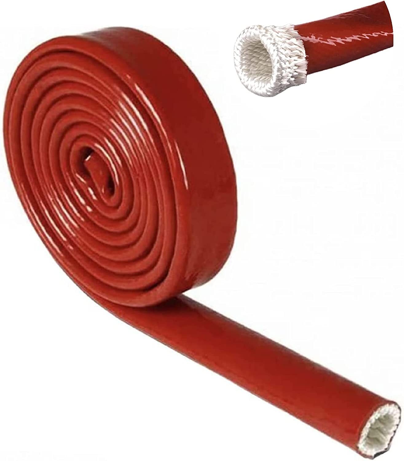 Silicone Coated Fiberglass Heat Shielded Sleeve for Hose Lines & Electrical Wire