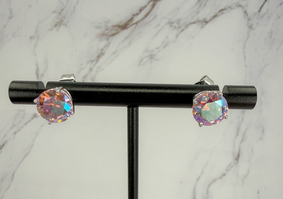 JTV Bella Luce Aurora Borealis Collection 925 Sterling Silver Solitaire Earrings