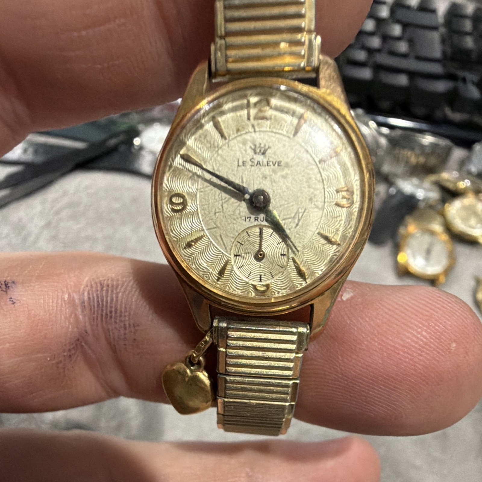 vintage Le Salève Rolled Gold Plate Watch Rolled Gold Plate Band 17 Rubies