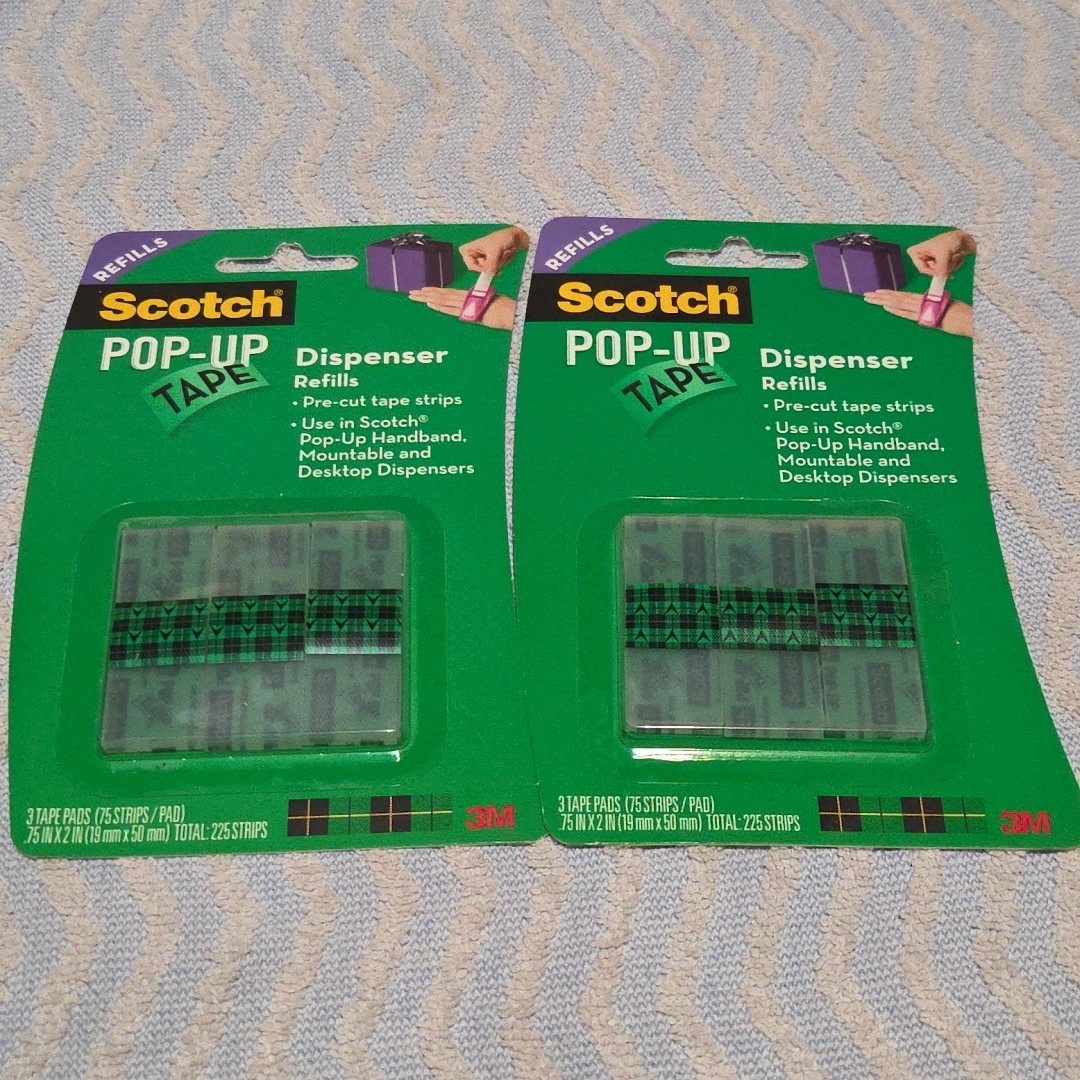 New Scotch Pop Up Tape Refills 3 pads 75 Strips Each 450 Strips Total Lot