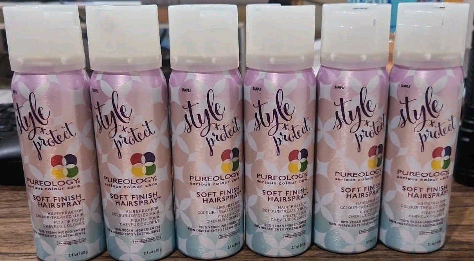 (6) PK Pureology Style + Protect Soft Finish Hairspray Travel Size Colour Hair