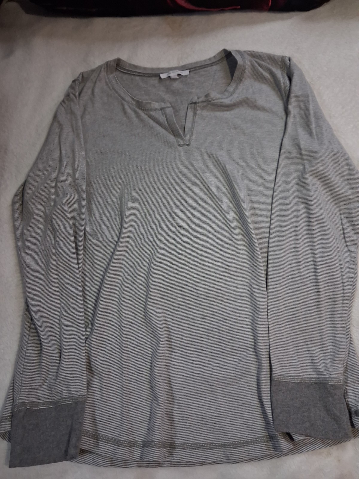T by Talbots~Womens Striped, %100 Cotton, Spilt Round Neck, Relaxed Fit Size M T by Talbots~Womens Striped, %100 Cotton, Spilt Round Neck, Relaxed Fit Size M