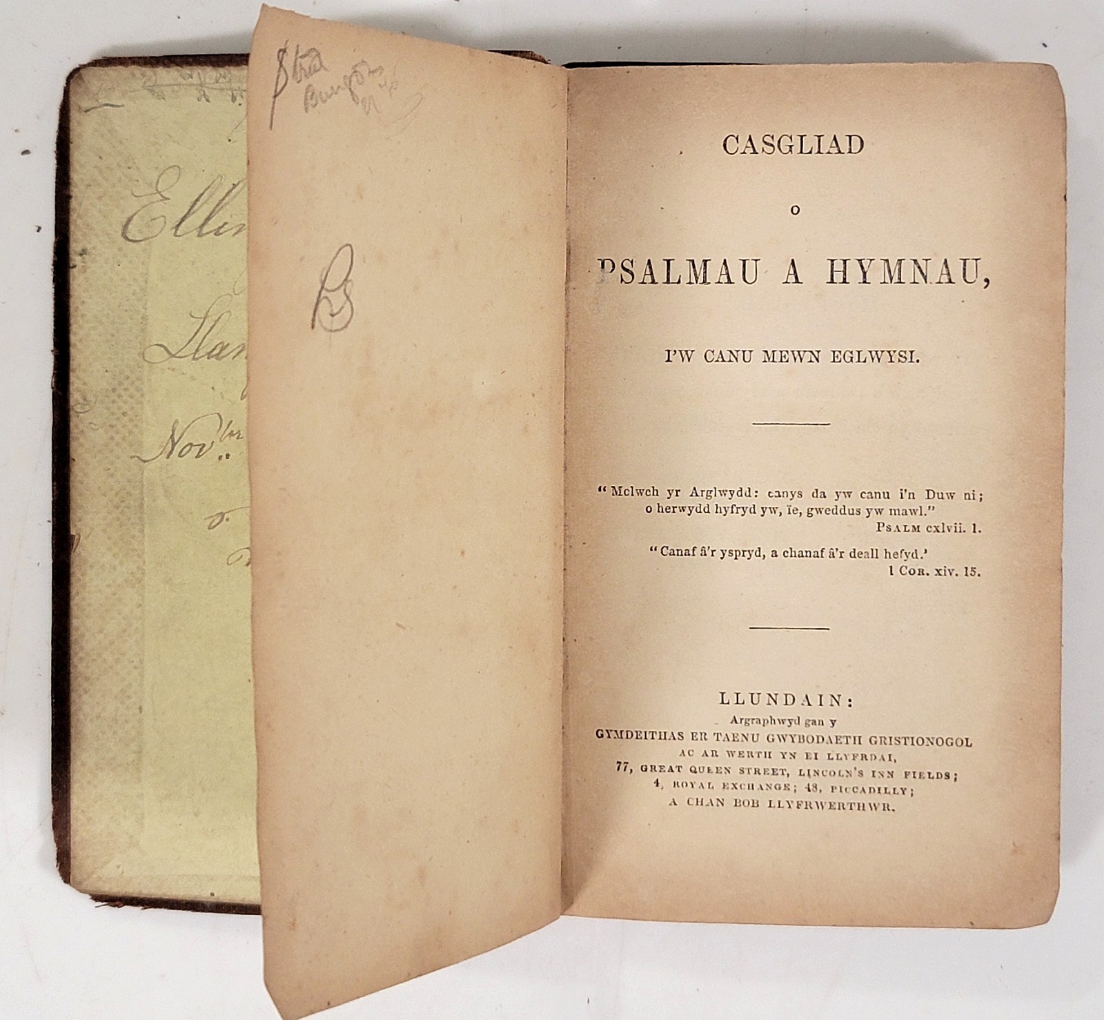 Casgliad o Psalmau a Hymnau – Welsh Psalms & Hymns – London 1861