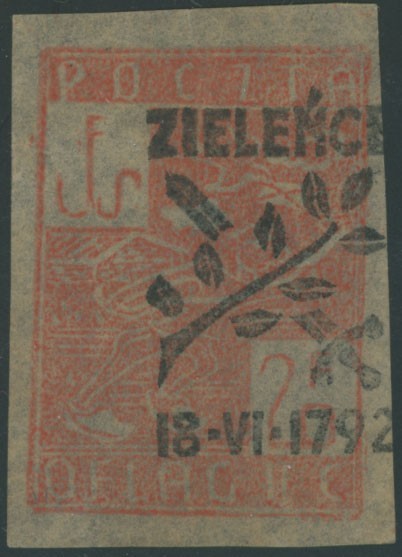 1942, POLAND-LOCAL POST OBOZ II C WOLDENBERG, POSTMAN 20F LIGHT RED, FI.#6cx 1942, POLAND-LOCAL POST OBOZ II C WOLDENBERG, POSTMAN 20F LIGHT RED, FI.#6cx