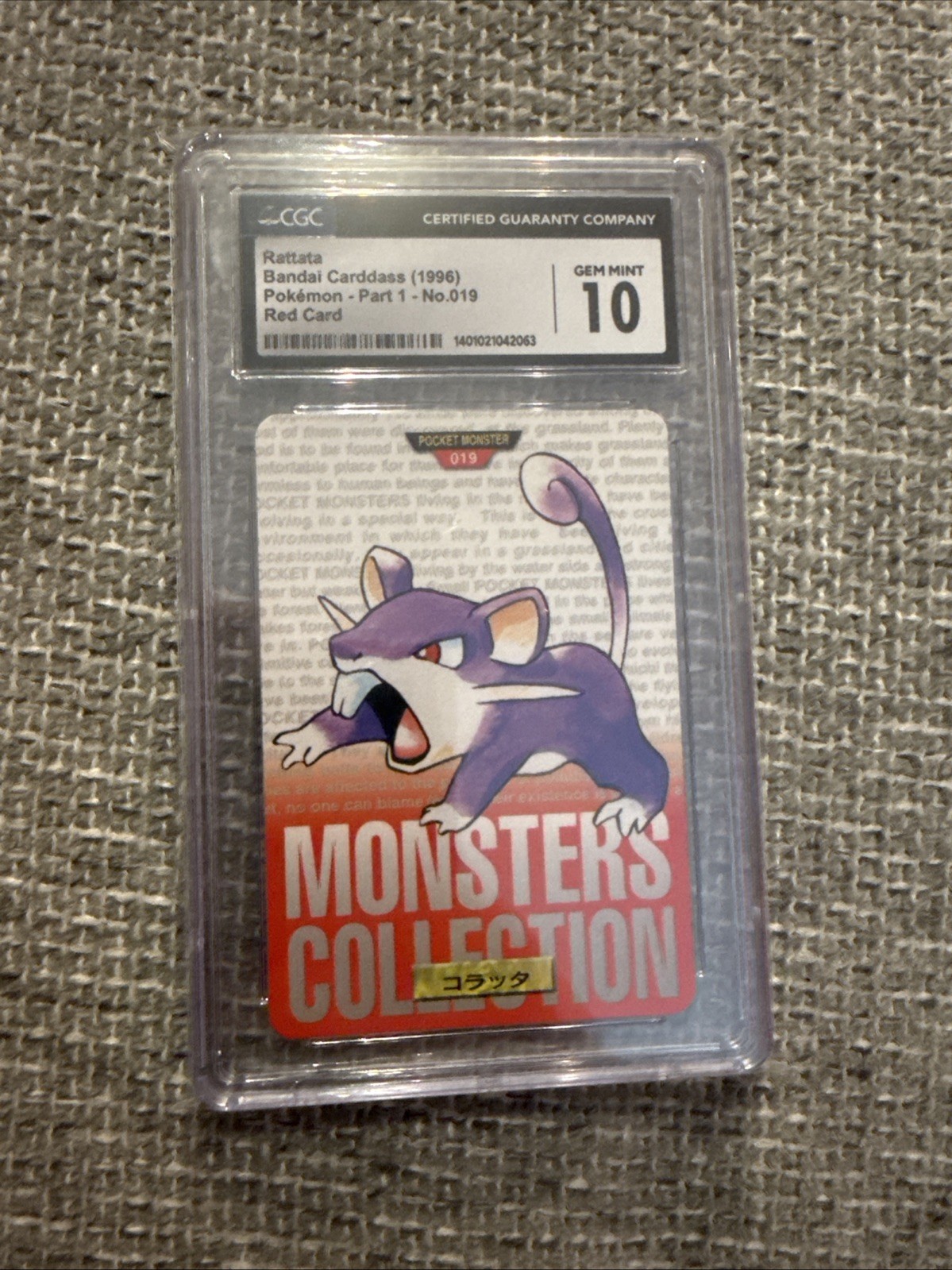 Vintage 1996 Rattata 019 Pokemon Carddass Bandai Red Version CGC 10 Low Pop 7