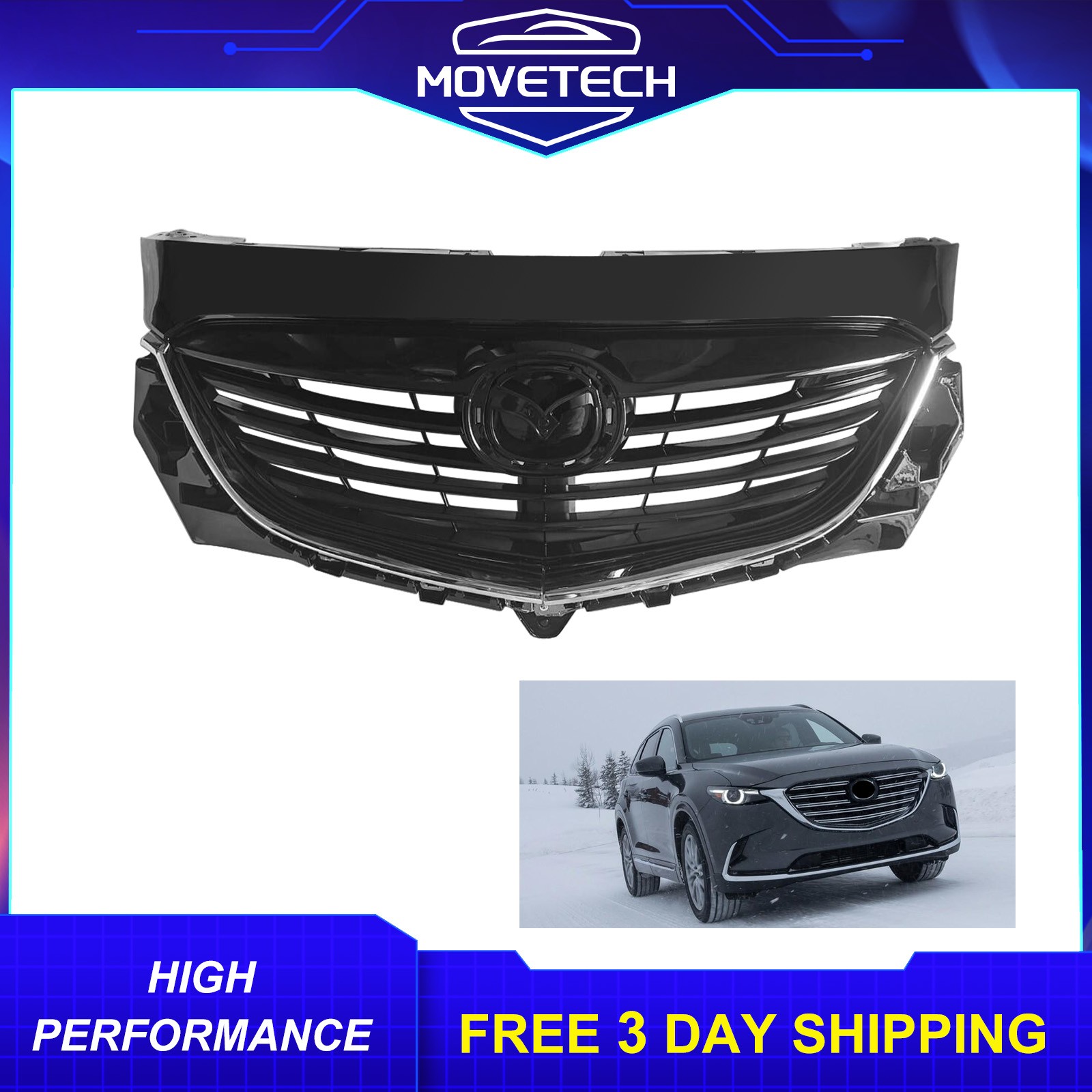 Front Upper Grille Plastic Painted For 2013-2015 Mazda CX-9 Front Upper Grille Plastic Painted For 2013-2015 Mazda CX-9