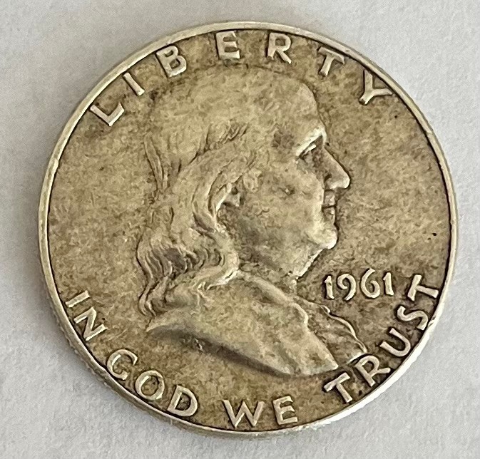 1961 D FRANKLIN HALF DOLLAR - 90% SILVER - BEAUTIFUL COIN