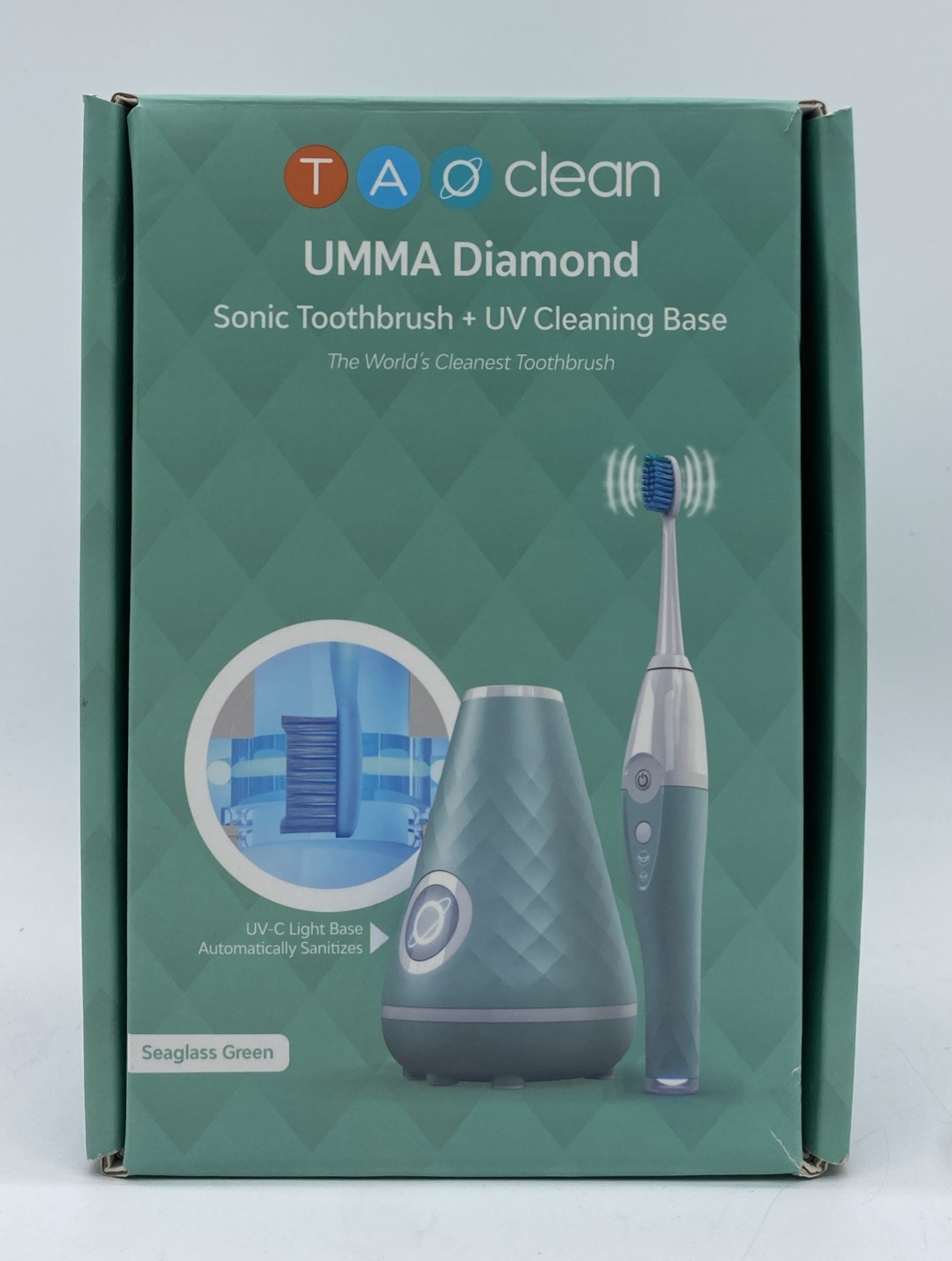 TAO CLEAN UMMA DIAMOND SONIC TOOTHBRUSH UV CLEANING BASE SELF CLEANING GREEN